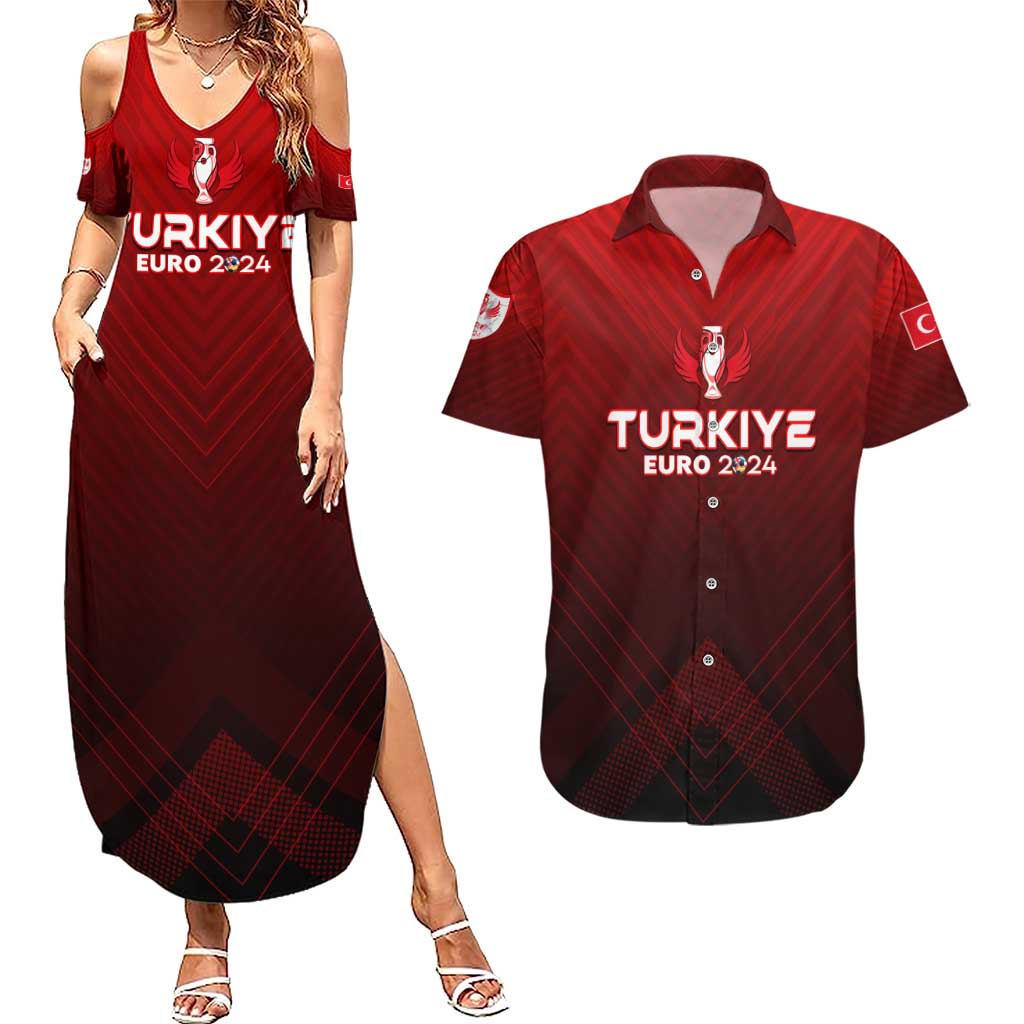 Personalized Turkey Football 2024 Couples Matching Summer Maxi Dress and Hawaiian Shirt Trophy Wing Style - Wonder Print Shop