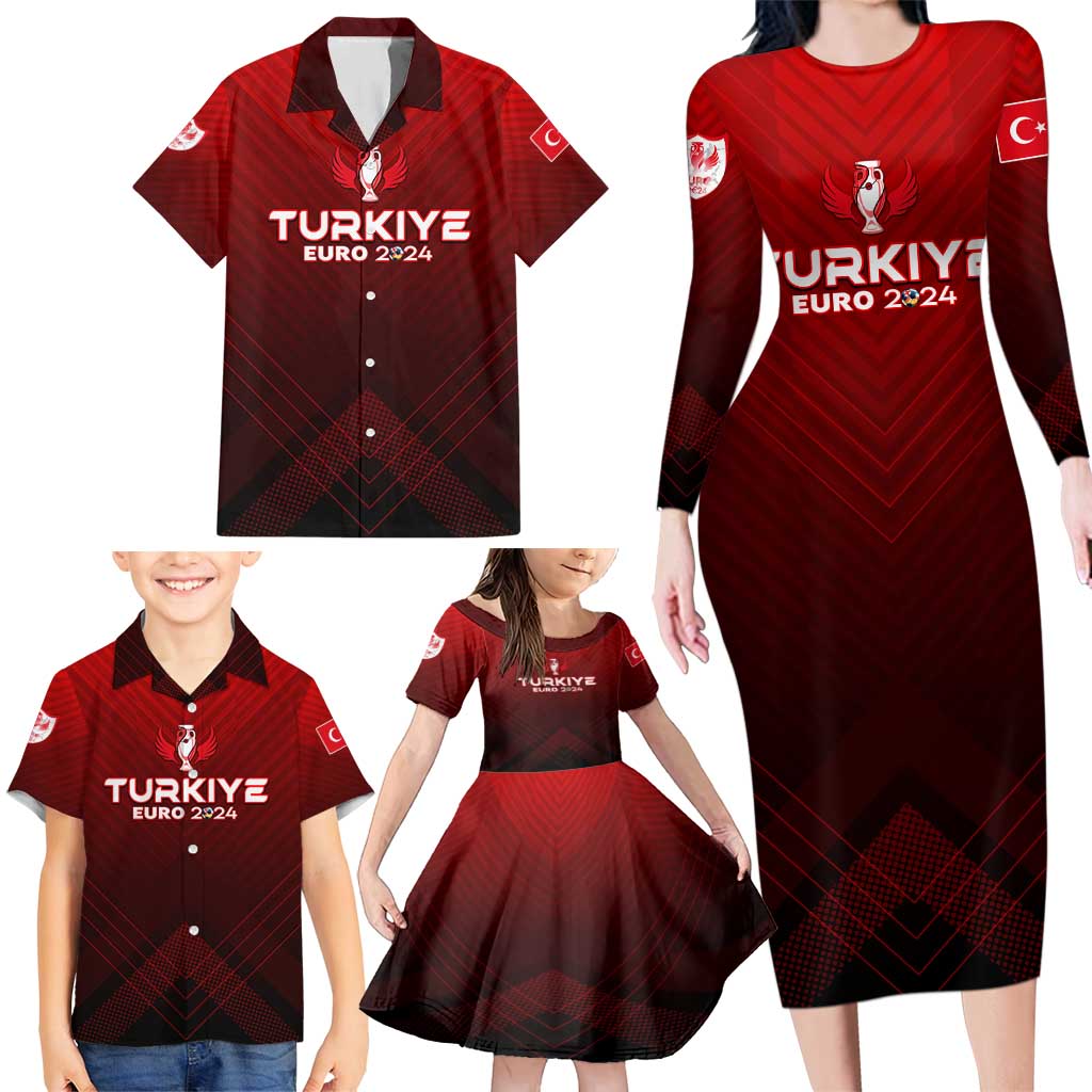 Personalized Turkey Football 2024 Family Matching Long Sleeve Bodycon Dress and Hawaiian Shirt Trophy Wing Style - Wonder Print Shop