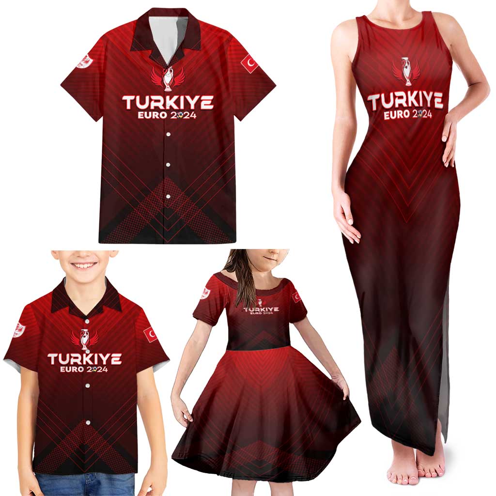 Personalized Turkey Football 2024 Family Matching Tank Maxi Dress and Hawaiian Shirt Trophy Wing Style - Wonder Print Shop