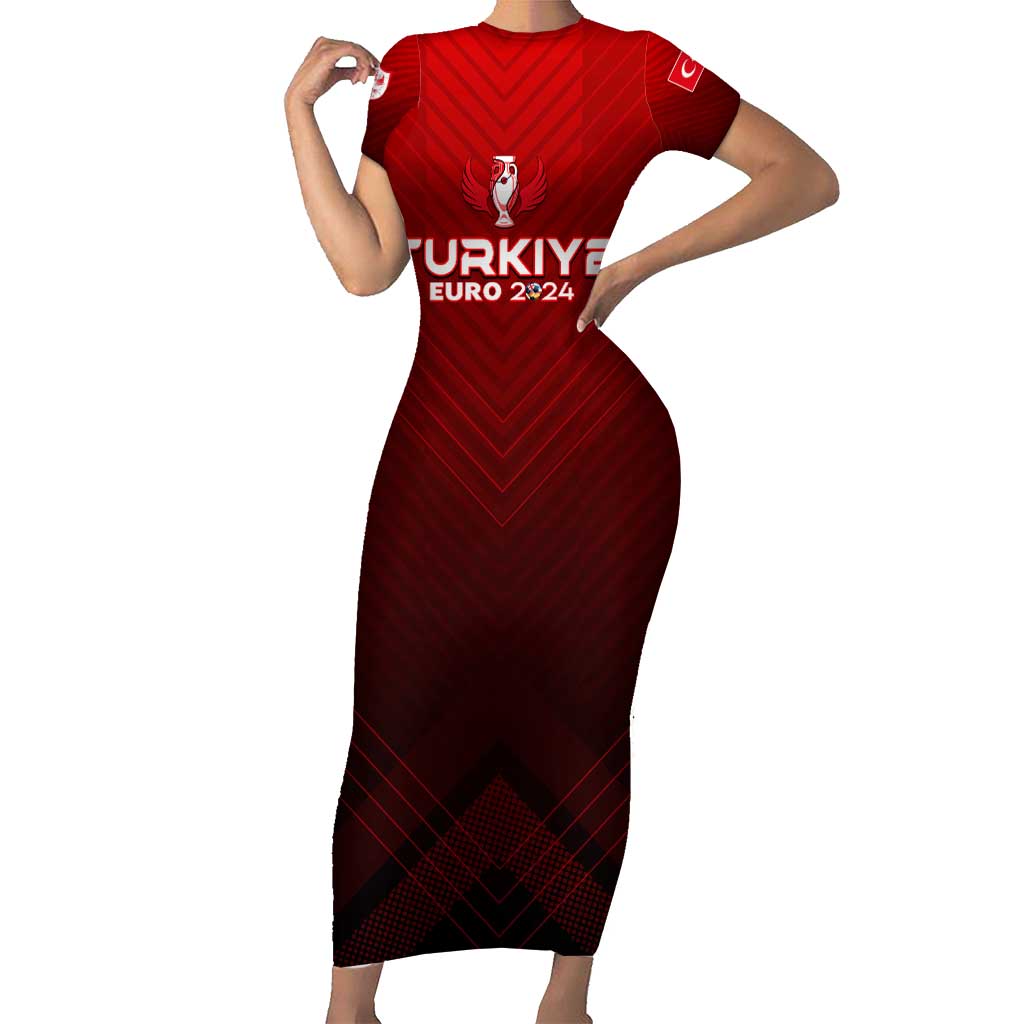 Personalized Turkey Football 2024 Short Sleeve Bodycon Dress Trophy Wing Style - Wonder Print Shop