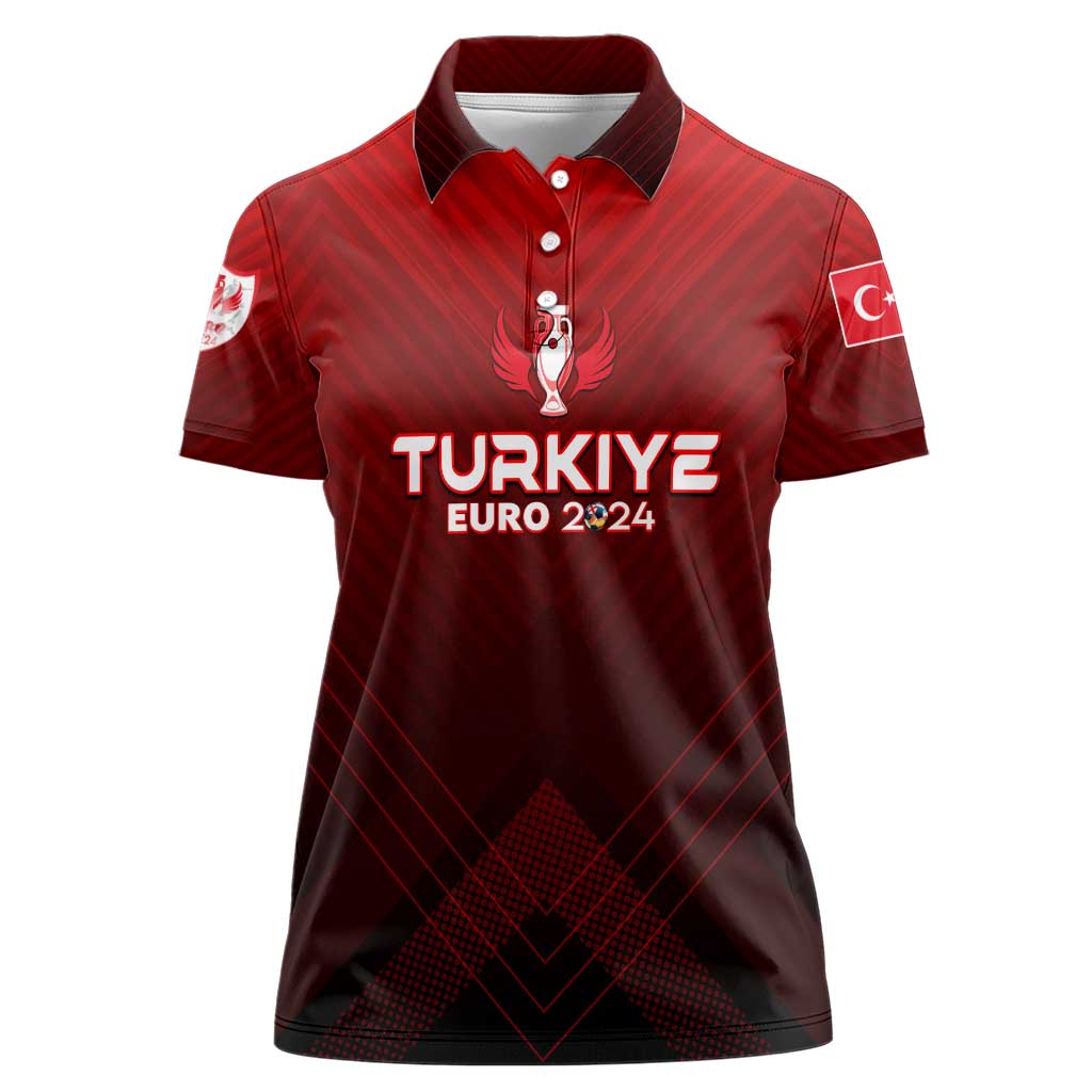 Personalized Turkey Football 2024 Women Polo Shirt Trophy Wing Style - Wonder Print Shop