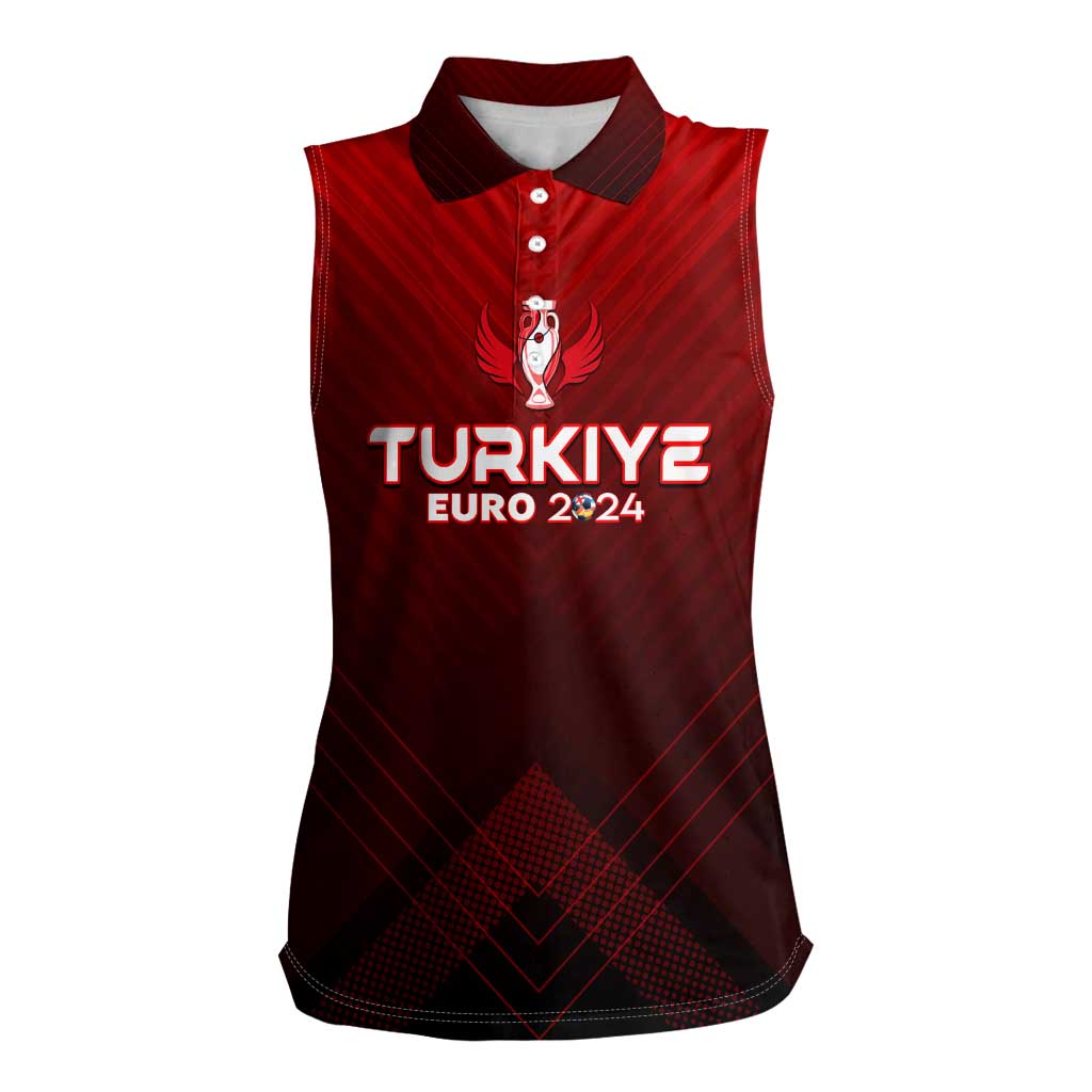 Personalized Turkey Football 2024 Women Sleeveless Polo Shirt Trophy Wing Style - Wonder Print Shop