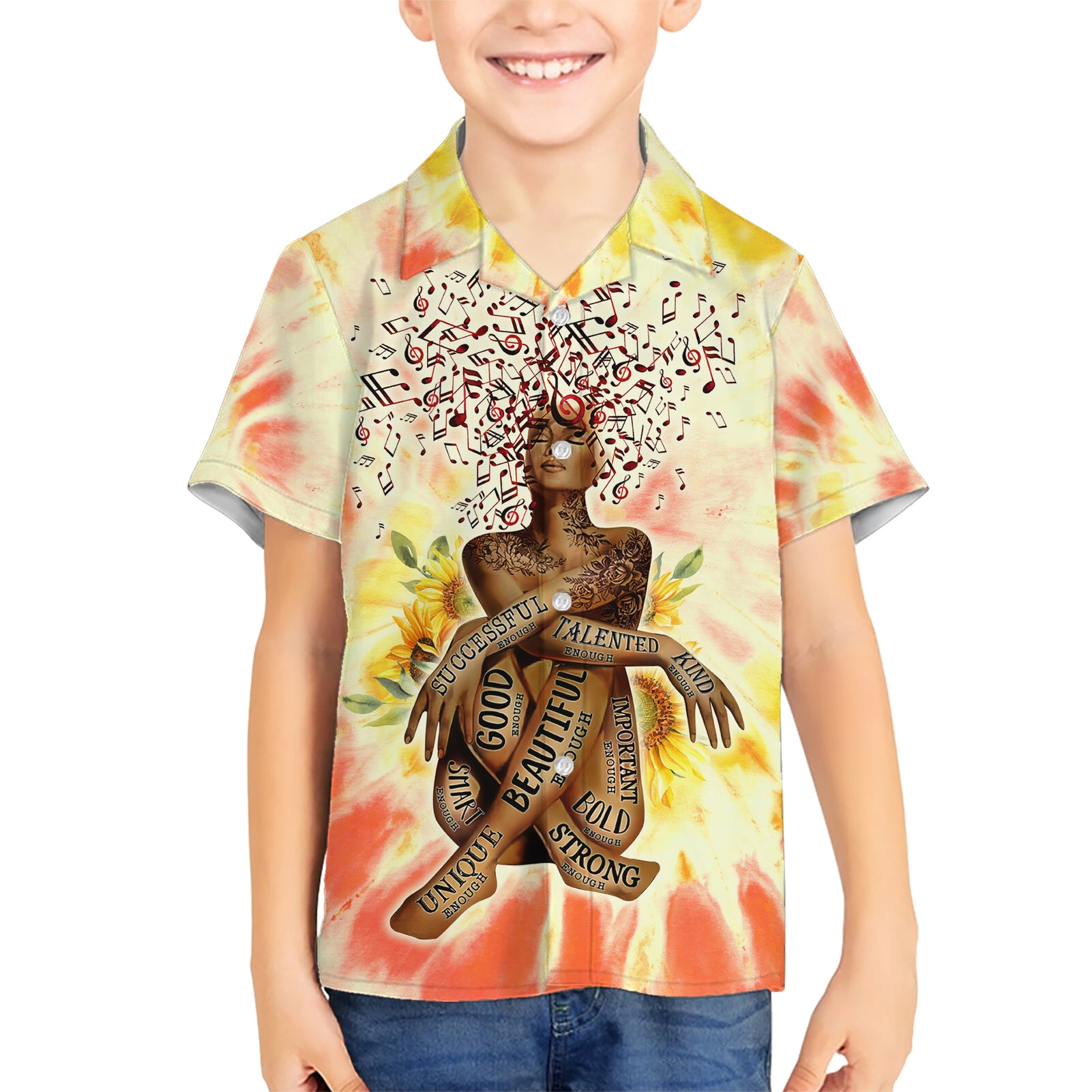 Black Queen Tie Dye Kid Hawaiian Shirt - Wonder Print Shop