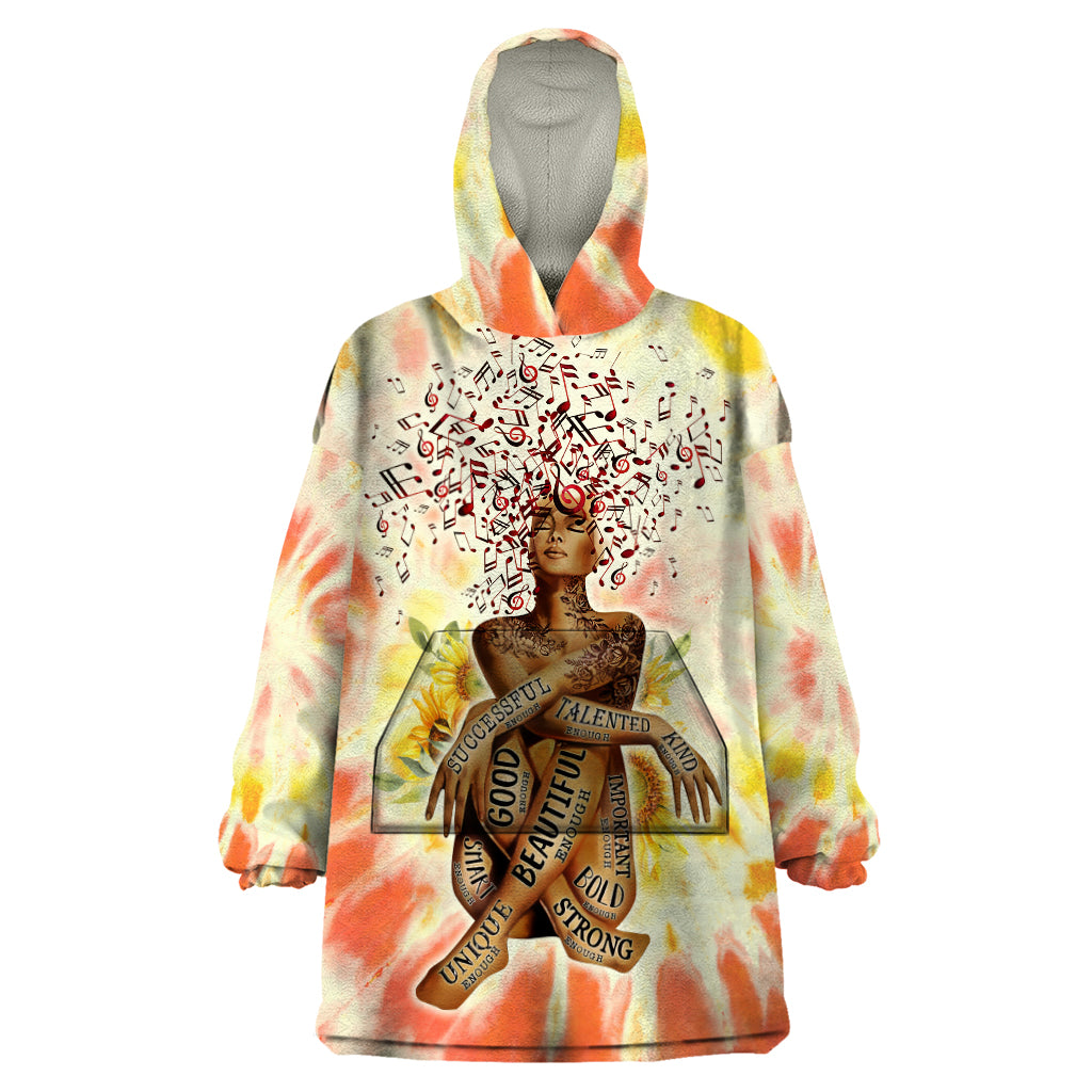 Black Queen Tie Dye Wearable Blanket Hoodie