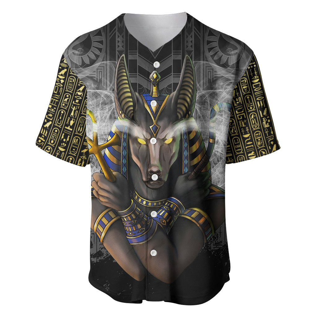 Anubis Baseball Jersey Egypt Pattern Black - Wonder Print Shop