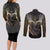 Anubis Couples Matching Long Sleeve Bodycon Dress and Long Sleeve Button Shirt Egypt Pattern Black - Wonder Print Shop