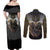 Anubis Couples Matching Off Shoulder Maxi Dress and Long Sleeve Button Shirt Egypt Pattern Black - Wonder Print Shop