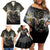 Anubis Family Matching Off Shoulder Short Dress and Hawaiian Shirt Egypt Pattern Black - Wonder Print Shop