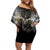 Anubis Family Matching Off Shoulder Short Dress and Hawaiian Shirt Egypt Pattern Black - Wonder Print Shop