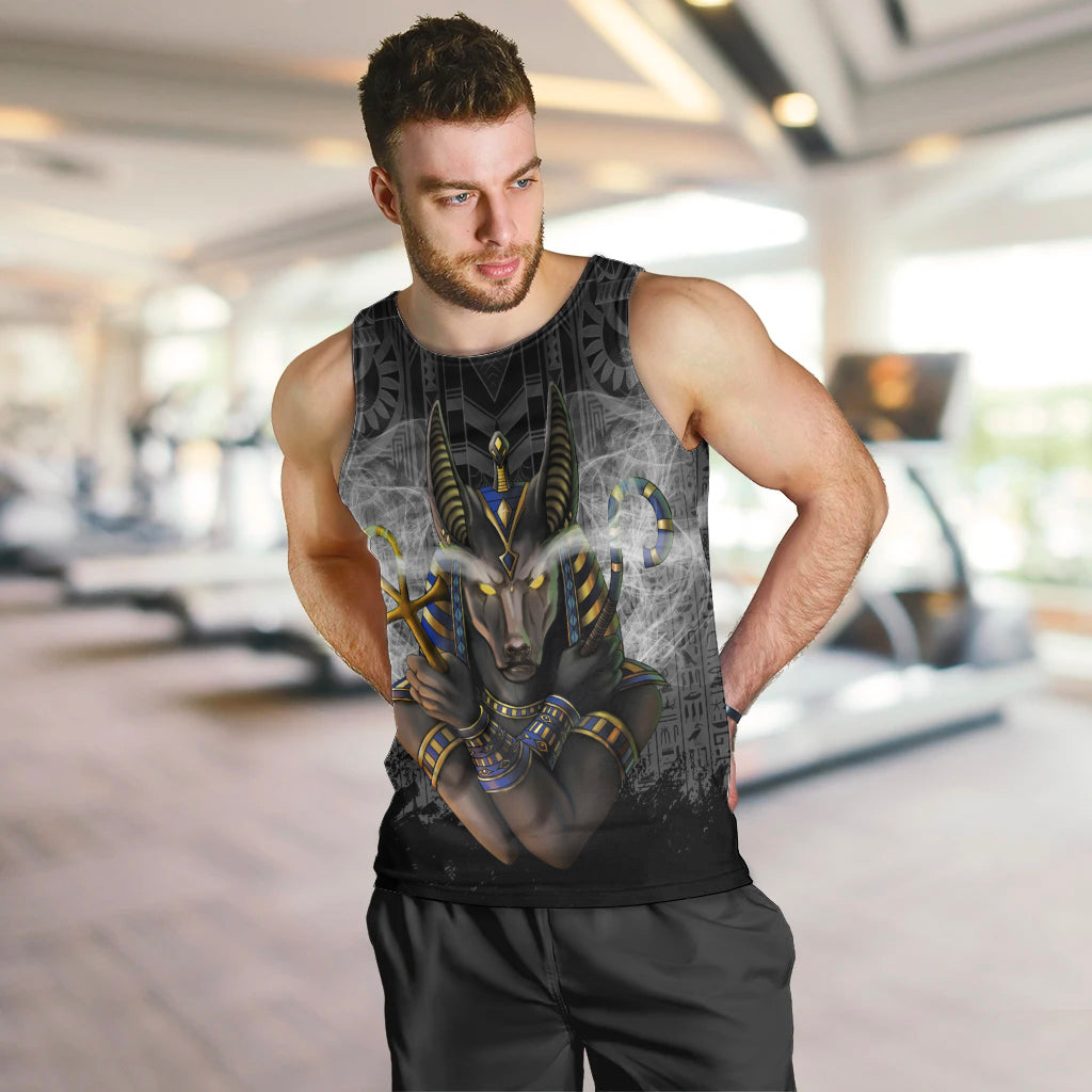 Anubis Men Tank Top Egypt Pattern Black - Wonder Print Shop