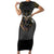 Anubis Short Sleeve Bodycon Dress Egypt Pattern Black