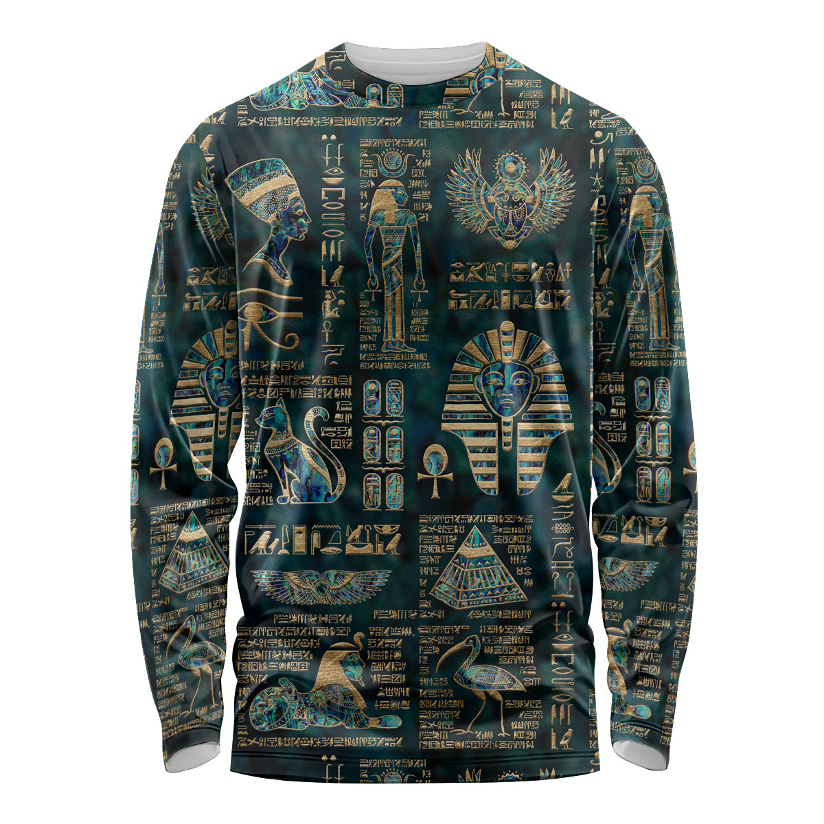 Egyptian Hieroglyphs And Deities Long Sleeve Shirt - Wonder Print Shop