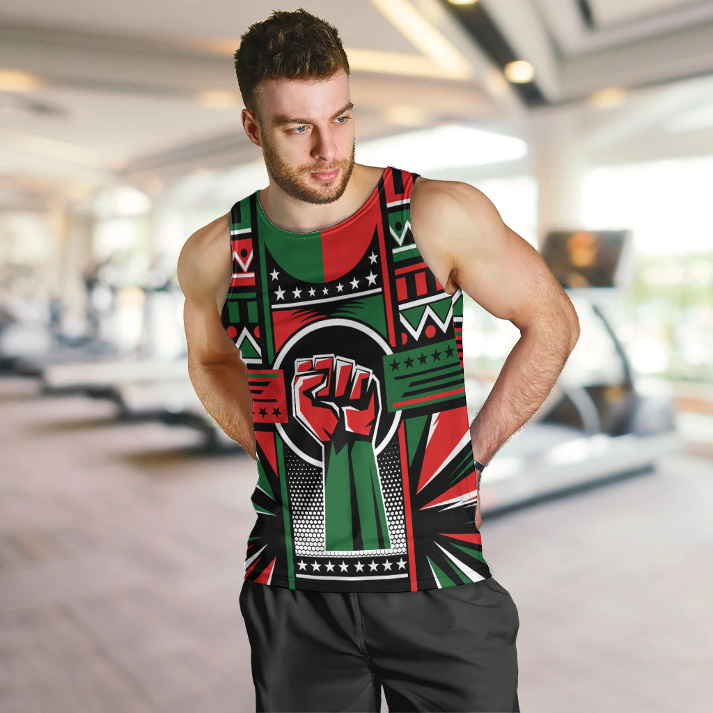 Power Fist And Patterns In Pan African Men Tank Top - Wonder Print Shop