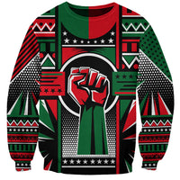 Unisex sweatshirt with bold African flag-style pattern and crew neck, long sleeves