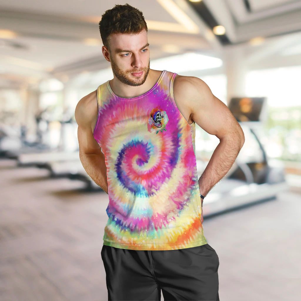 We Are All Human LGBT Men Tank Top Skull Tie Dye - Wonder Print Shop