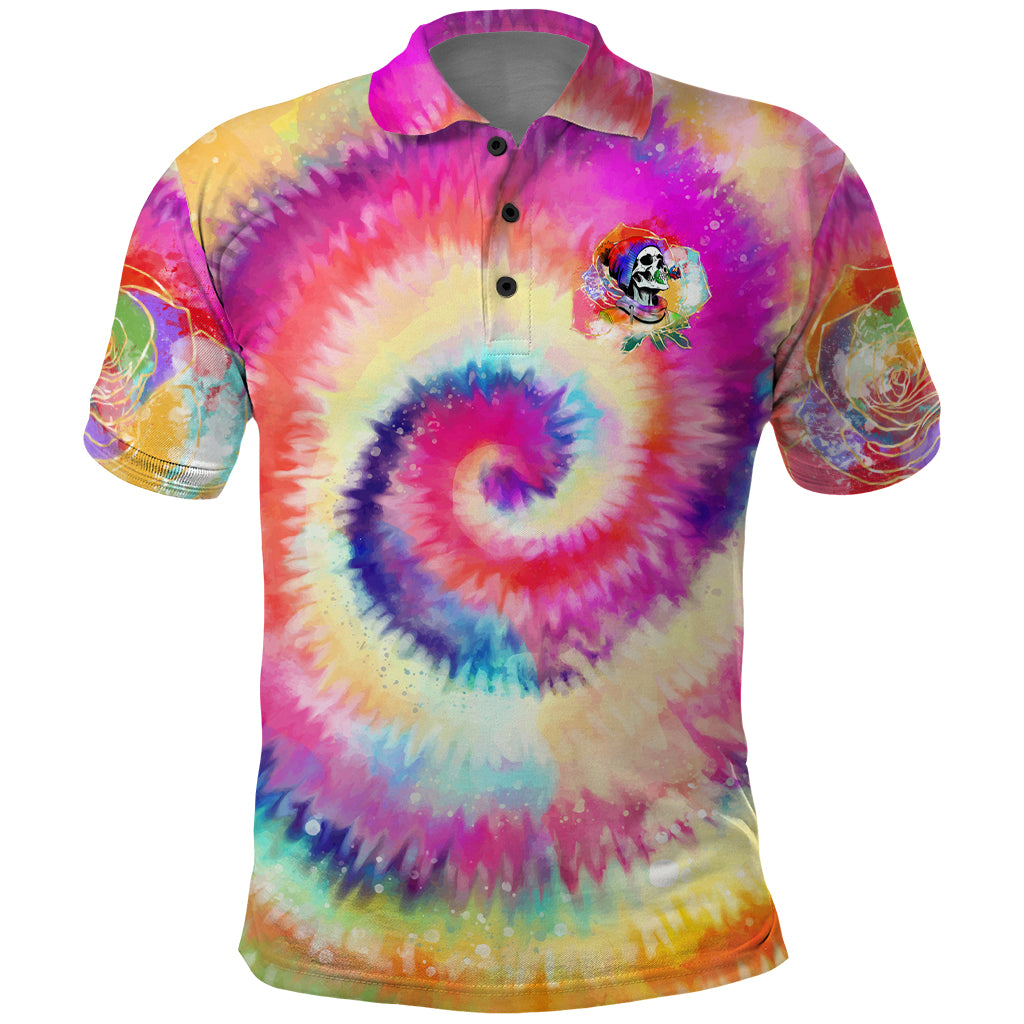 We Are All Human LGBT Polo Shirt Skull Tie Dye - Wonder Print Shop