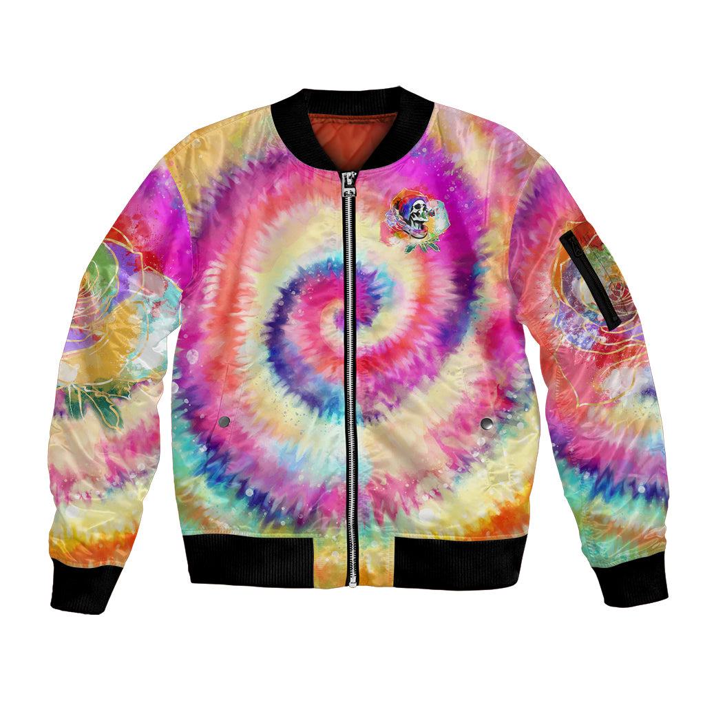 We Are All Human LGBT Sleeve Zip Bomber Jacket Skull Tie Dye - Wonder Print Shop