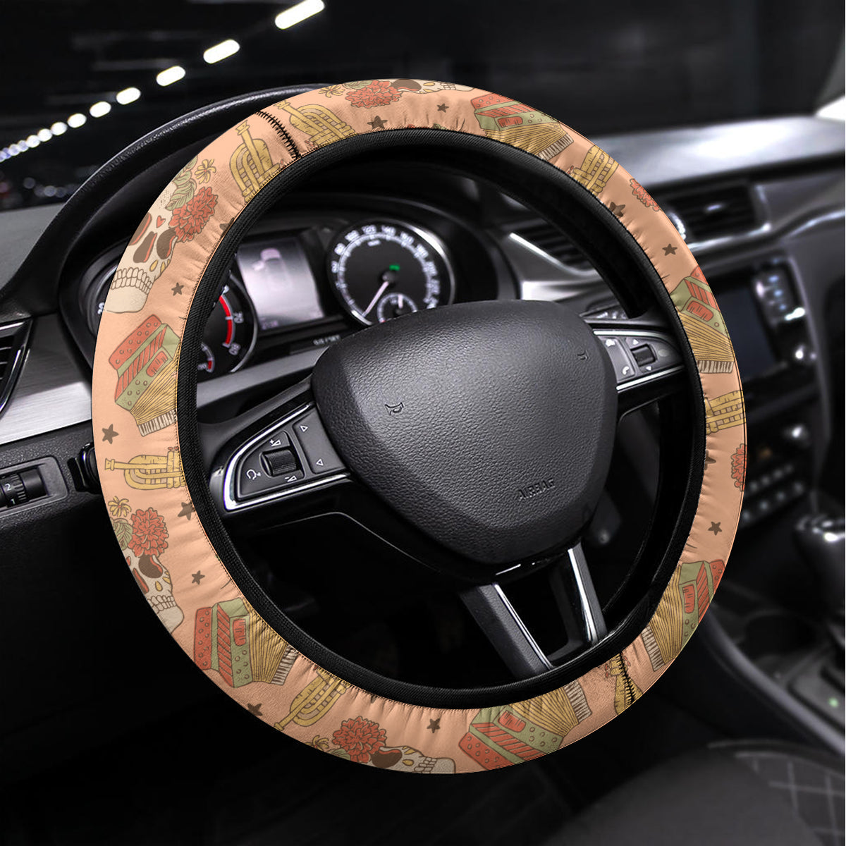 Day of the Dead Steering Wheel Cover Sugar Skulls