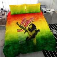 Bob Marley reggae bedding set with green-yellow-orange duvet and 2 matching pillowcases