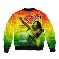 Colorful bomber jacket with ribbed collar and hem, back graphic print