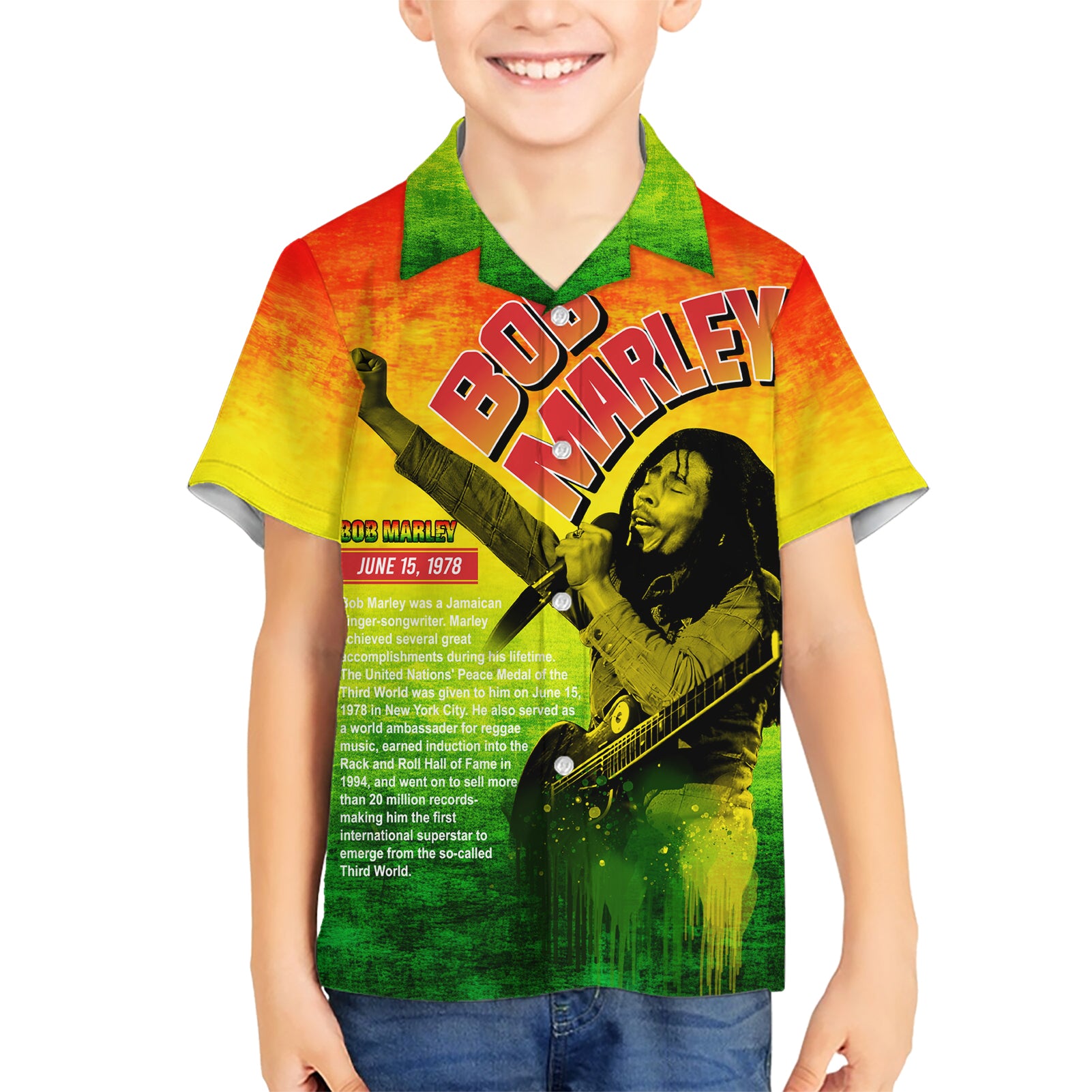 The Real Bob Marley Kid Hawaiian Shirt African Jamaica Reggae