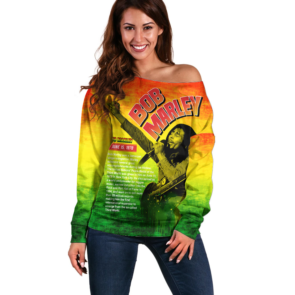 The Real Bob Marley Off Shoulder Sweater African Jamaica Reggae