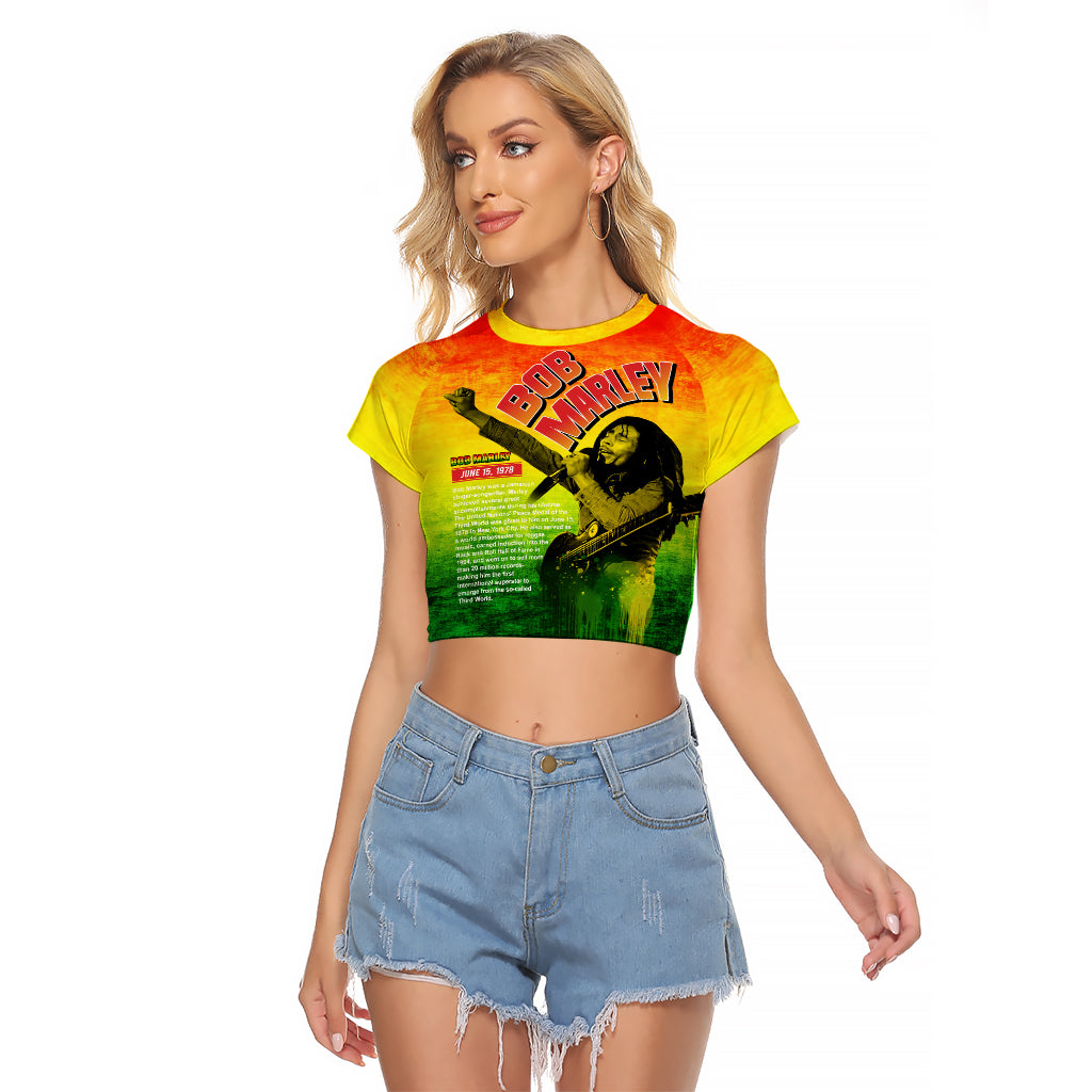 The Real Bob Marley Raglan Cropped T Shirt African Jamaica Reggae