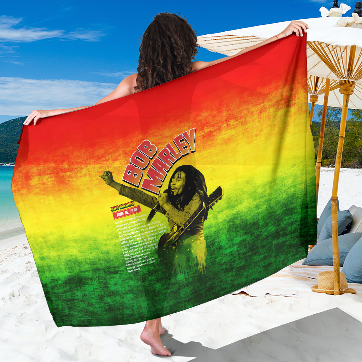 The Real Bob Marley Sarong African Jamaica Reggae