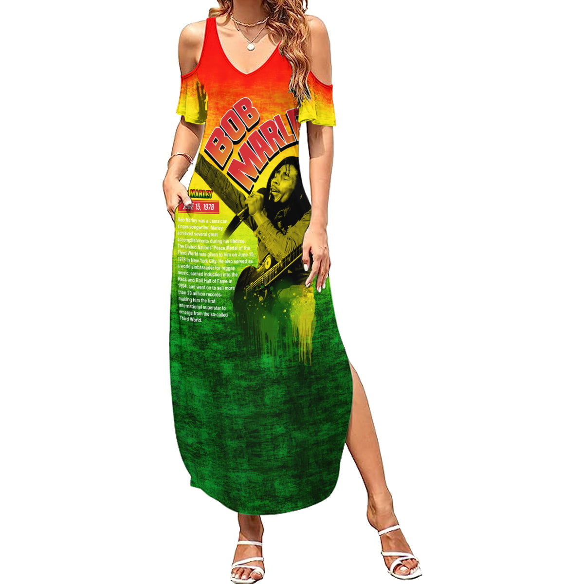 The Real Bob Marley Summer Maxi Dress African Jamaica Reggae