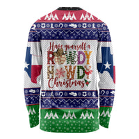 Unisex long-sleeve Christmas shirt with 'Have yourself a Red Christmas' back print