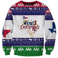 Unisex Christmas sweatshirt with Texas flag pattern and deer under 'Merry Christmas y'all'