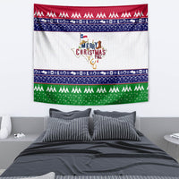 Square Christmas wall tapestry featuring Texas map and “Merry Christmas Y’all” lettering