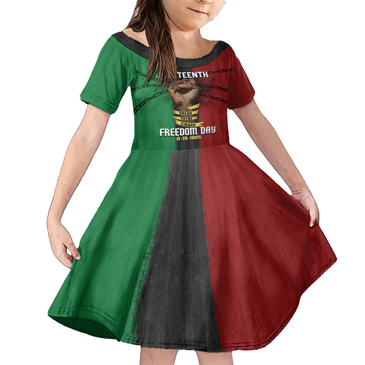 Juneteenth Freedom Day Kid Short Sleeve Dress Black Pride Month - Wonder Print Shop