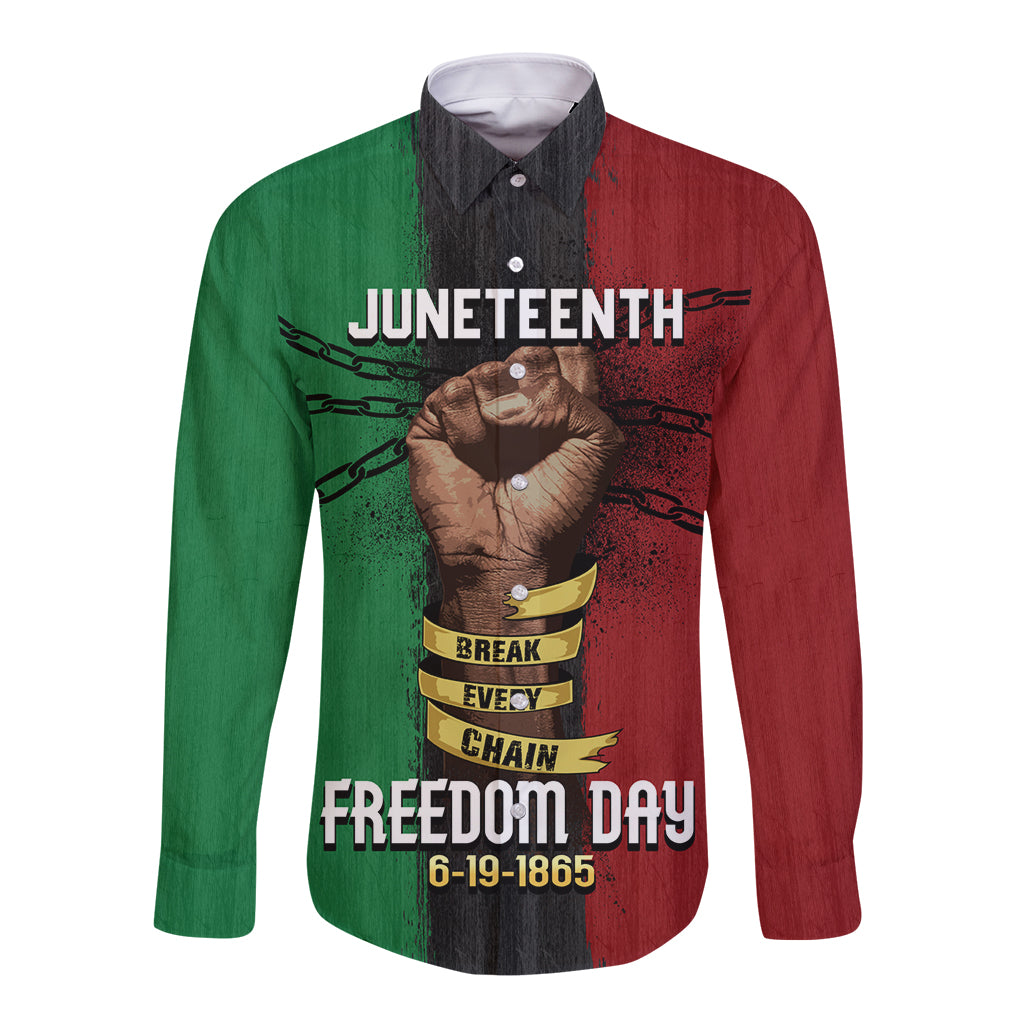 Juneteenth Freedom Day Long Sleeve Button Shirt Black Pride Month - Wonder Print Shop