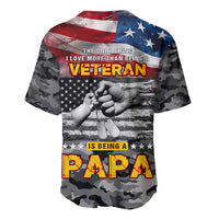Black baseball jersey with American flag, veteran quote and bold 'PAPA' lettering