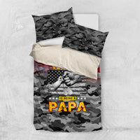 Veteran camo duvet cover with two pillow covers, American flag and “Veteran Papa” print
