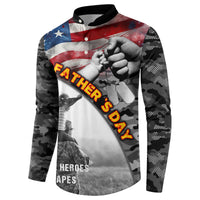 Men's black button sweatshirt with American flag fist graphic and diagonal Father text