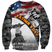 Black camo unisex sweatshirt with American flag print and 'FATHER'S DAY' text