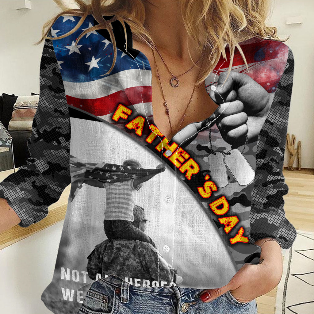 Father's Day Veteran Women Casual Shirt American Flag - Wonder Print Shop