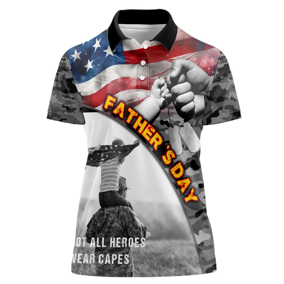 Father's Day Veteran Women Polo Shirt American Flag