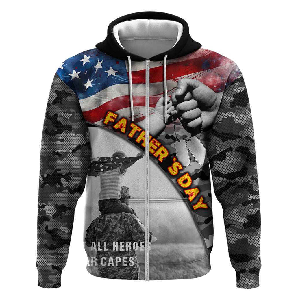 Father's Day Veteran Zip Hoodie American Flag - Wonder Print Shop