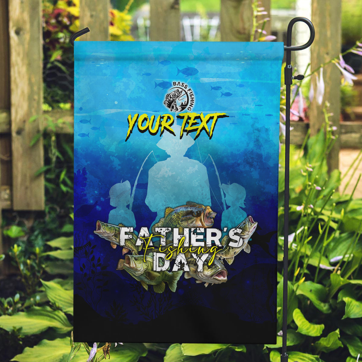 Personalized Father's Day Bass Fishing Garden Flag Son and Daughter - Wonder Print Shop