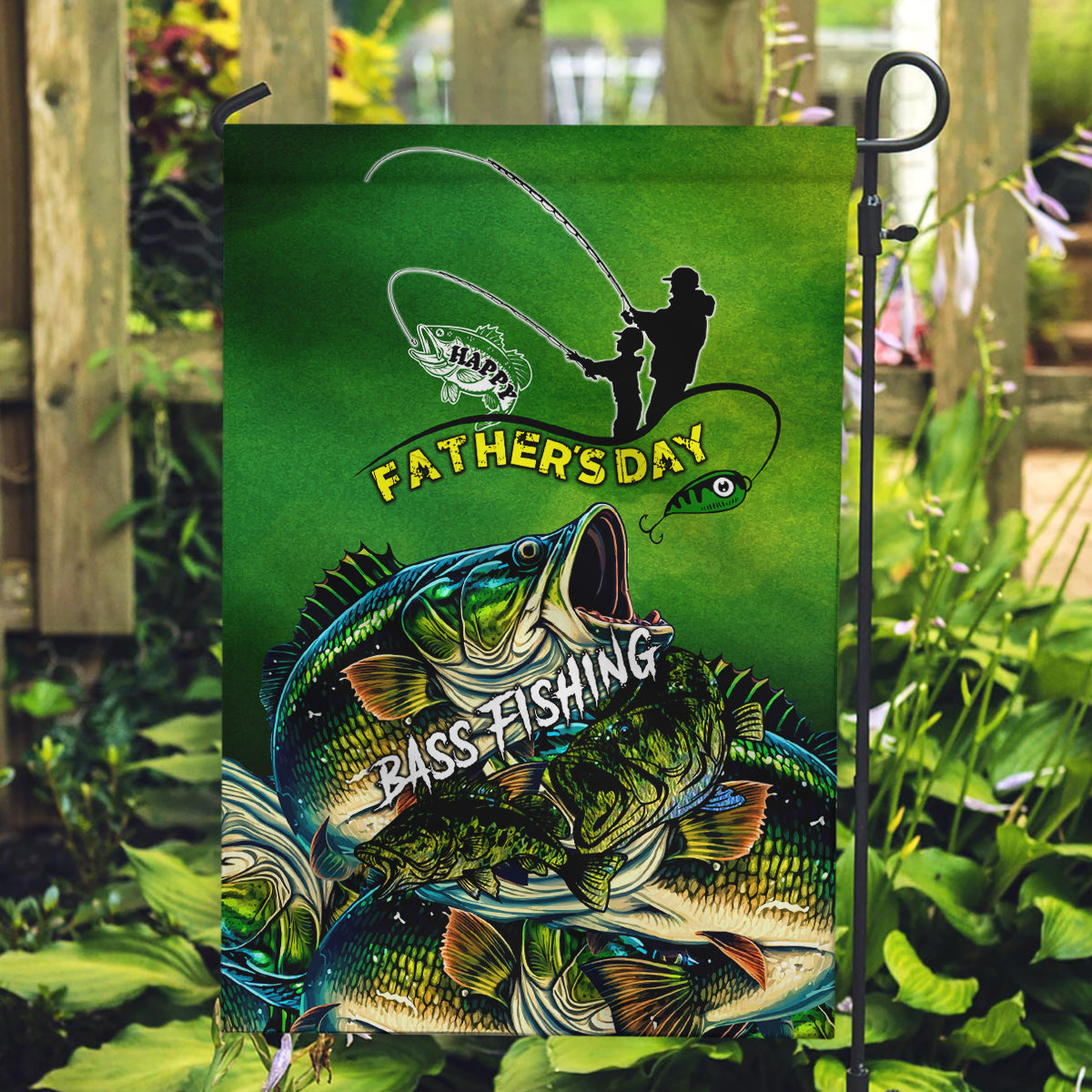 Father's Day Bass Fishing Garden Flag Best Dad Ever - Wonder Print Shop