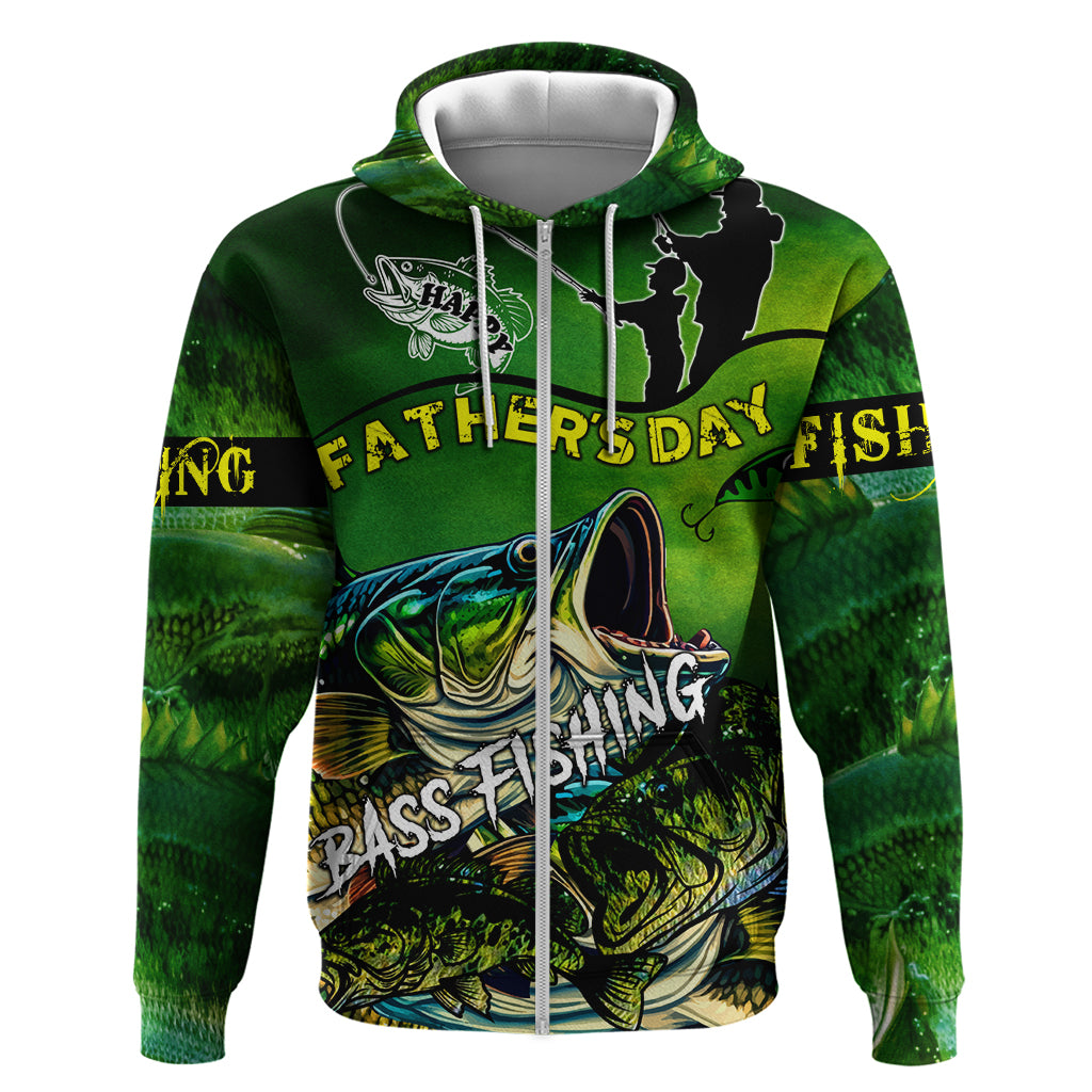 Father's Day Bass Fishing Zip Hoodie Best Dad Ever - Wonder Print Shop