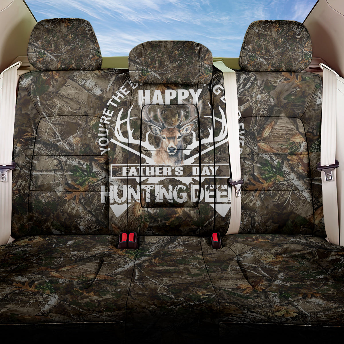 Happy Father's Day Deer Hunting Back Car Seat Cover Dad I Love You - Wonder Print Shop