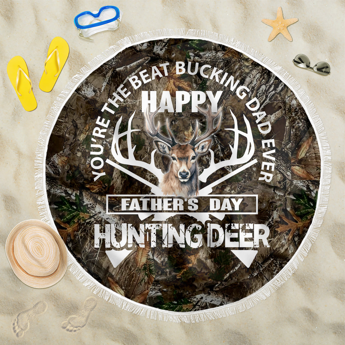 Happy Father's Day Deer Hunting Beach Blanket Dad I Love You - Wonder Print Shop