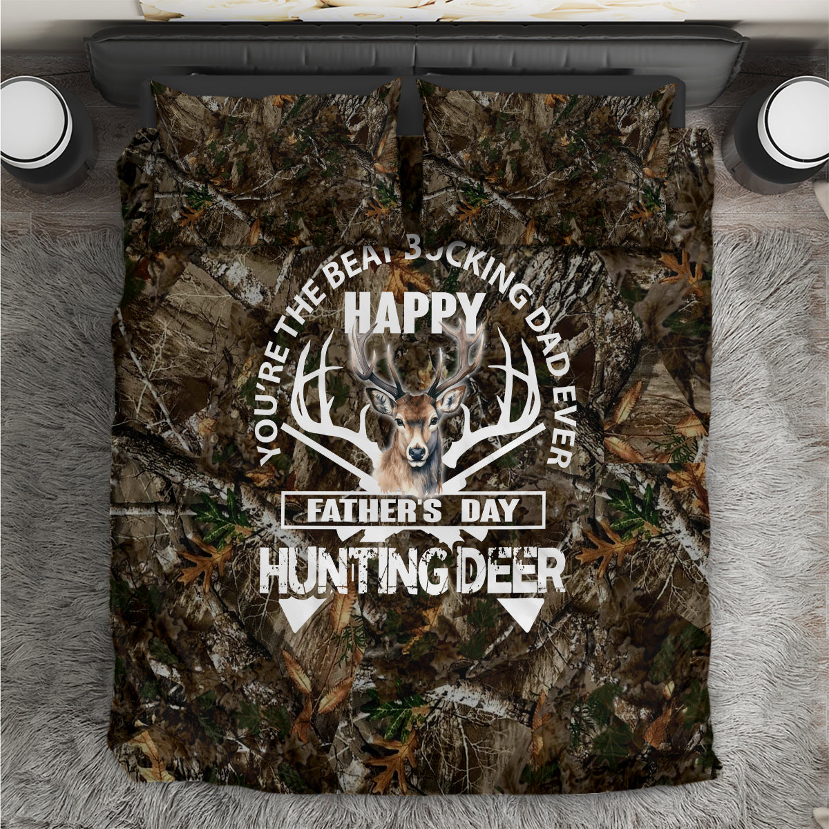 Happy Father's Day Deer Hunting Bedding Set Dad I Love You - Wonder Print Shop