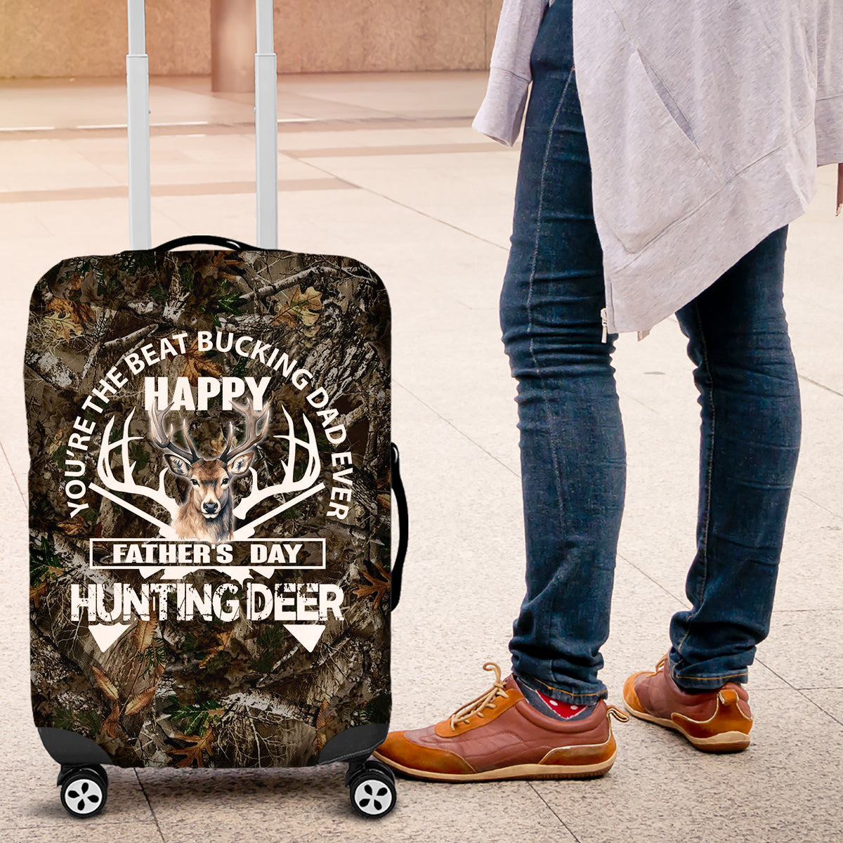 Happy Father's Day Deer Hunting Luggage Cover Dad I Love You - Wonder Print Shop