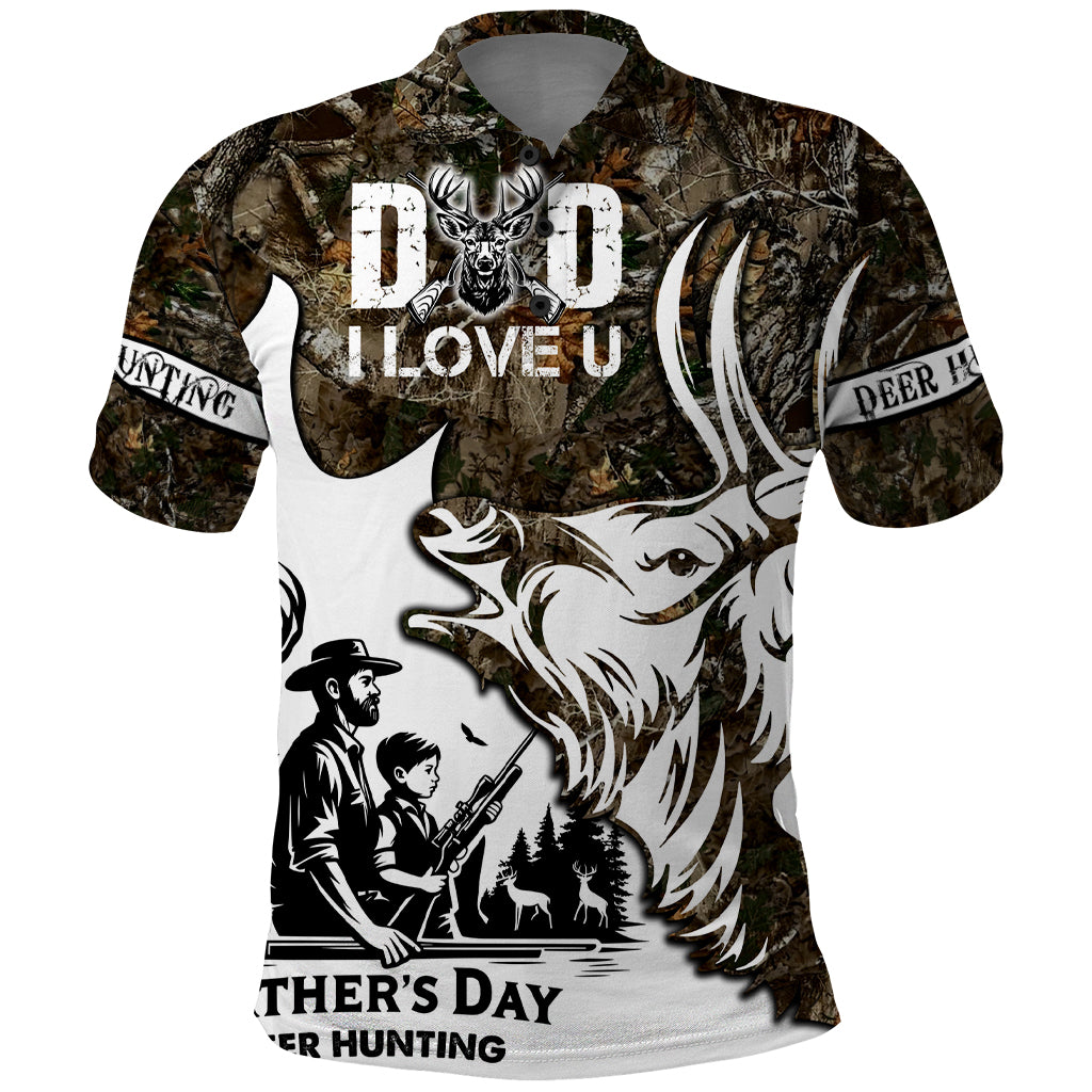 Happy Father's Day Deer Hunting Polo Shirt Dad I Love You - Wonder Print Shop