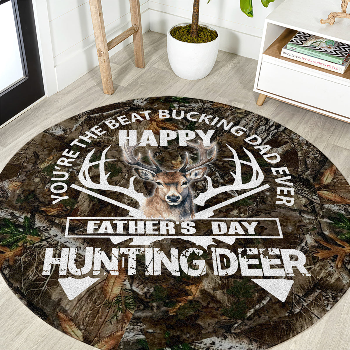 Happy Father's Day Deer Hunting Round Carpet Dad I Love You